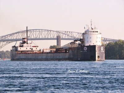 John D. Leitch (Hamilton) making a spectacular image against the Bluewater Bridges.