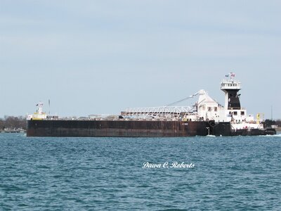 Gorgeous water color and a nice bow and stern wake from Erie Trader and CVE as they move up river.