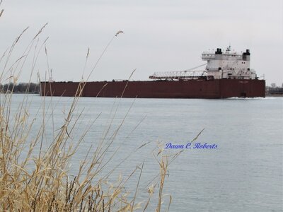 Edwin H. Gott passing the Corunna Shell Dock.