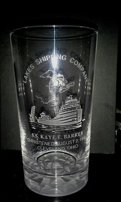 1990 Etched Kaye E. Barker christening glass excellent shape, very rare, $50 starting bid.