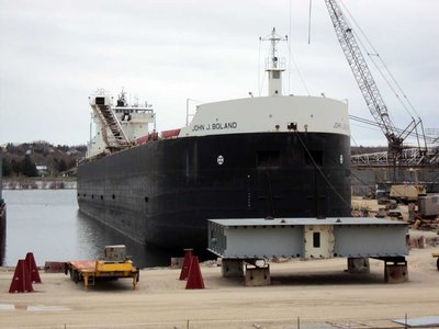 What Huron is hoping to see soon, the MV. John J. Boland being worked on.