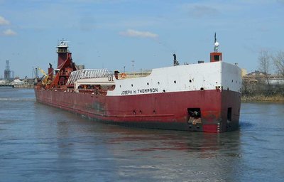 'Joseph H.Thompson & Tug  'Thompson, Jr. On The Rouge River ith a Load  of Limestone for the Carmeuse Dock - A Bow View        Sat. April 30, 2011..jpg