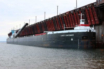 ATB Tug 'Ken Boothe Jr.' and Barge 'Lakes Contender' About to Load Ore at Marquette's LS&I Chute Dock  MON  Dec. 2, 2013..jpg