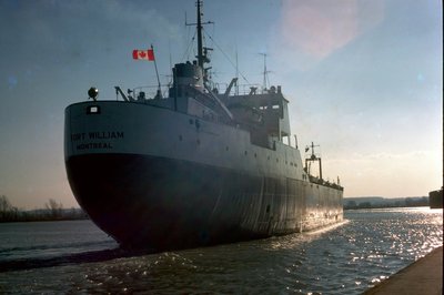 CANADA STEAMSHIP LINES'  MV. 'Fort William',   Modern PACKAGE FREIGHTER. Built in 1965, is 489' x 56' x 35.5'. Converted to CEMENT-CARRIER 'Stephen B. Roman' in  '83 (A Stern View From MARCH of 1976)..jpg