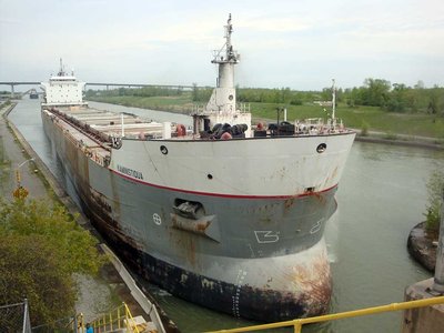 LLT's MV. 'Kaministiqua' (Ex-'83-Built Misener Salty-Laker) Heading Light and Entering Lock Two of the Welland Canal - A Bow View           Monday, May 23, 2011..jpg