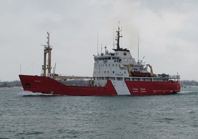 The Canadian Coast Guard ice breaker Griffon plowing through the water on her way to Sarnia, in preparation for the eventual arrival of ice on the river!