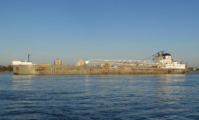 After entering the St. Clair River, Robert S. Pierson did a U-turn and joined Mississagi at the Sarnia North Slip.