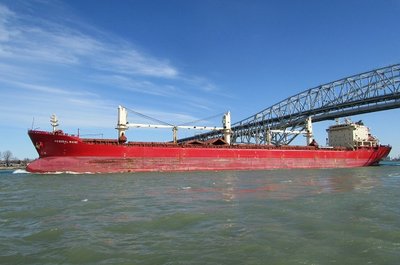 Federal Rhine glides under the Bluewater Bridges and on to Thunder Bay!