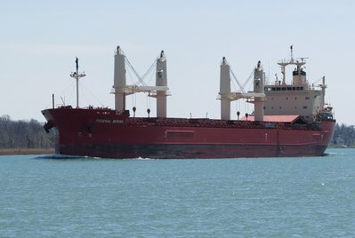 One of the newest  FedNav ships, the Federal Bering (2015) is going to Burns Harbor.