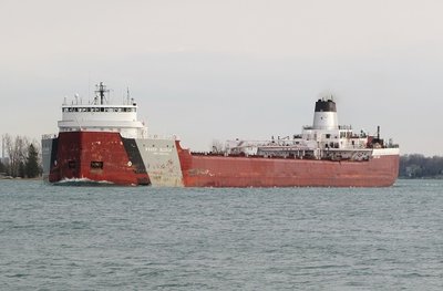 Roger Blough reflecting a late day sun and headed to Duluth in ballast.