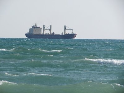Ocean Castle/Federal Mattawa riding the waves on Lake Huron, above Port Huron.  Her destination is Montreal.